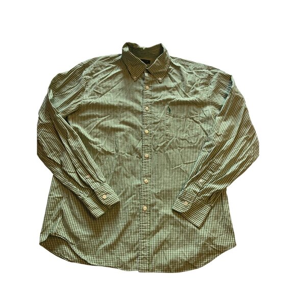 J.Crew Mens Green & White Gingham Long Sleeve Button-Up Shirt L - Picture 1 of 11